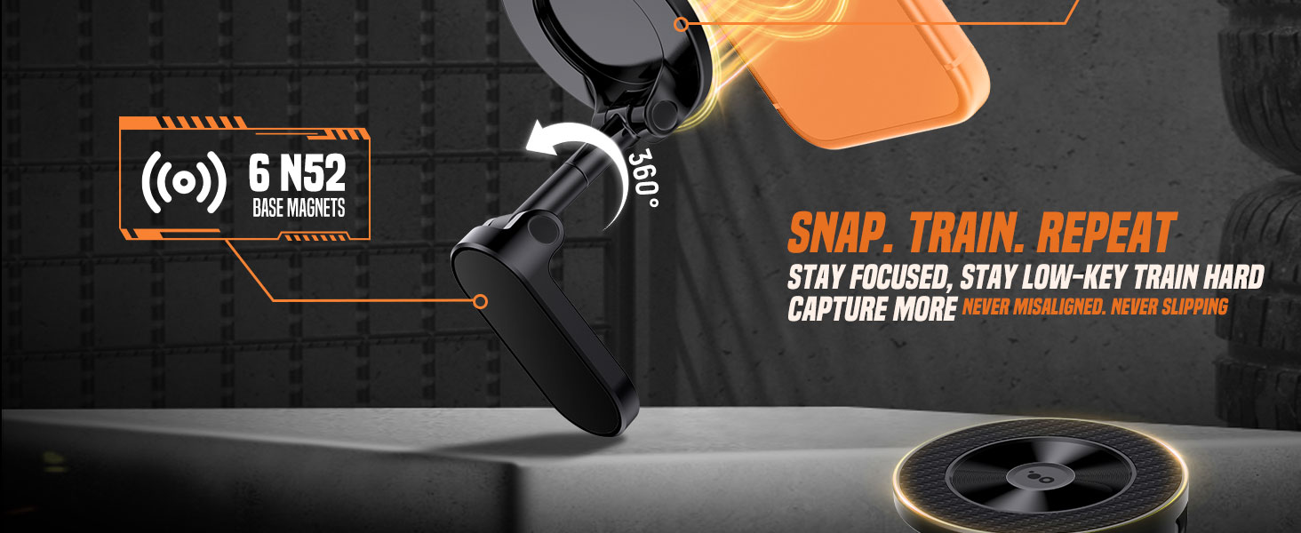 Double Sided Magnet: 20 magnets for phone, 6 for base. Securely snaps to metal gym equipment.