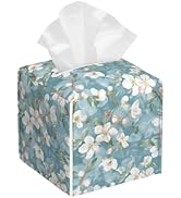 BLYKVGHQ Abstract Blooming Flower Tissue Box Cover Square, Tissue Box Holder with Bottom Belt Lea...