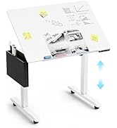 ERGO COLLECT Standing Desk with Whiteboard – Electric Height Adjustable Drafting Table, Flip Dry ...
