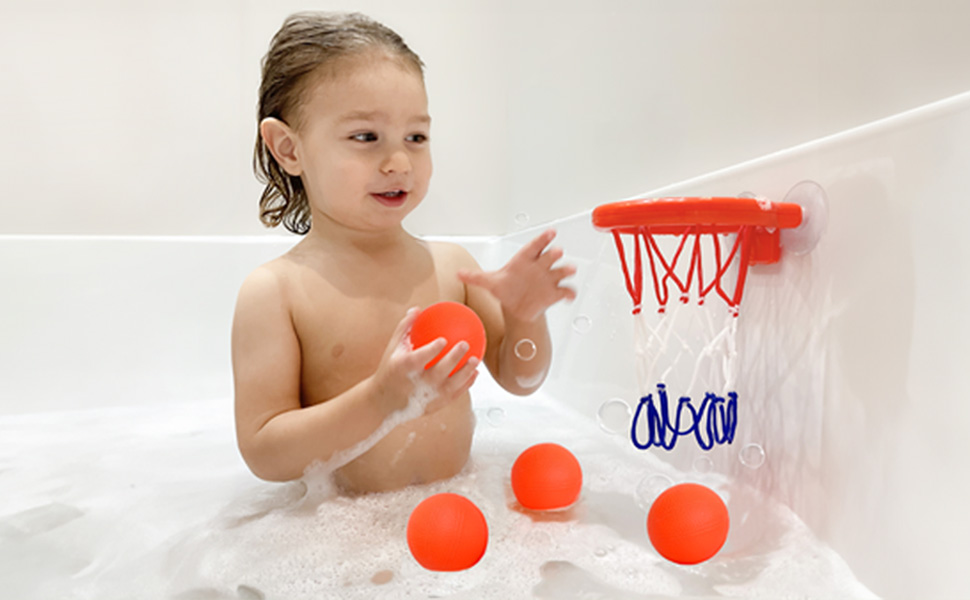 bath toys bathtub basketball hoop for toddler kid boy and girl fun play water toy bathtime 3 balls