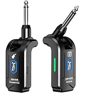 AITONE 5.8GHz Wireless Guitar Transmitter Receiver 4 Channel Rechargeable Cordless Guitar System ...