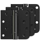 Luxbaro 3 Pack Self Closing Door Hinges 4 Inch, Matte Black Spring Loaded Hinges with Square &amp; 5/...