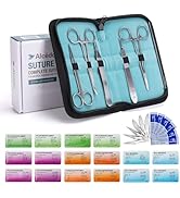Alcedo Sterile Sutures Thread &amp; Needle with Tools Kit, First Aid Field Emergency Supplies, 16 Mix...