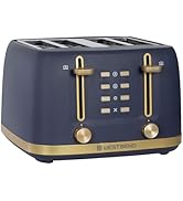 West Bend Timeless 4-Slice Toaster with 7 Browning Levels, Bagel/Waffle/Defrost Settings, High-Li...