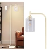 DLLT Floor Lamp Tall for Room: Light Gold Standing Lamp with Clear Glass Lampshade for Living Roo...