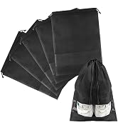 COIDEA Shoe Bags for Travel, 5 Pcs Large Black Travel Shoe Bags for Packing, Non-Woven Drawstring...