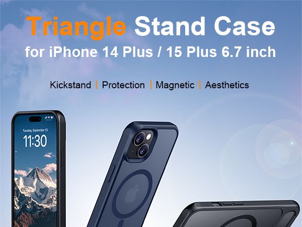 Triangle Stand Case for iPhone 14 Plus and 15 Plus