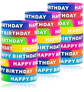 ARTLYMERS Happy Birthday Rubber Bracelets, Colored Silicone Stretch Wristbands for Birthday Party...