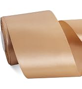 TONIFUL Champaign Gold Satin Ribbon 3 Inch X 25yds Solid Silk Ribbons for Gift Wrapping, Craft, F...