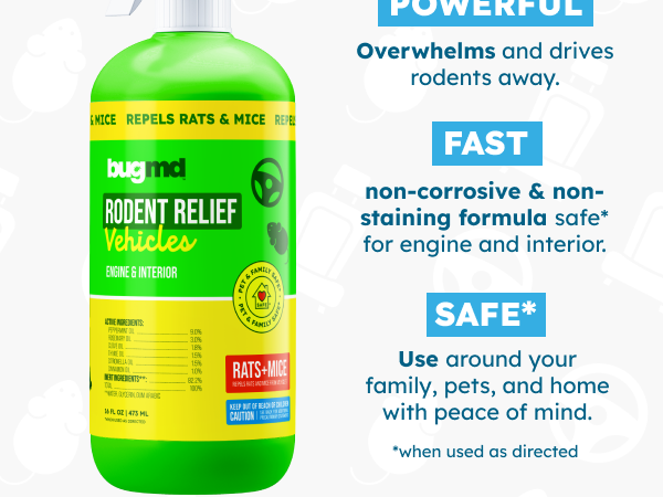 Car rodent repellent under hood prevents chewing damage to wires