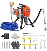 VEVOR Stand Airless Paint Sprayer, 1500W, 3300PSI High Pressure Airless Sprayer, Cleaning Brush, ...