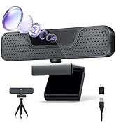 4K Auto Focus Webcam for PC, 4 AI Noise-Canceling Mics UHD Web cam, Auto Light Correction, 85° FO...