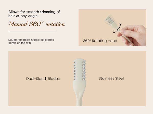 The manual 360-degree rotating design allows for effortless trimming at any angle
