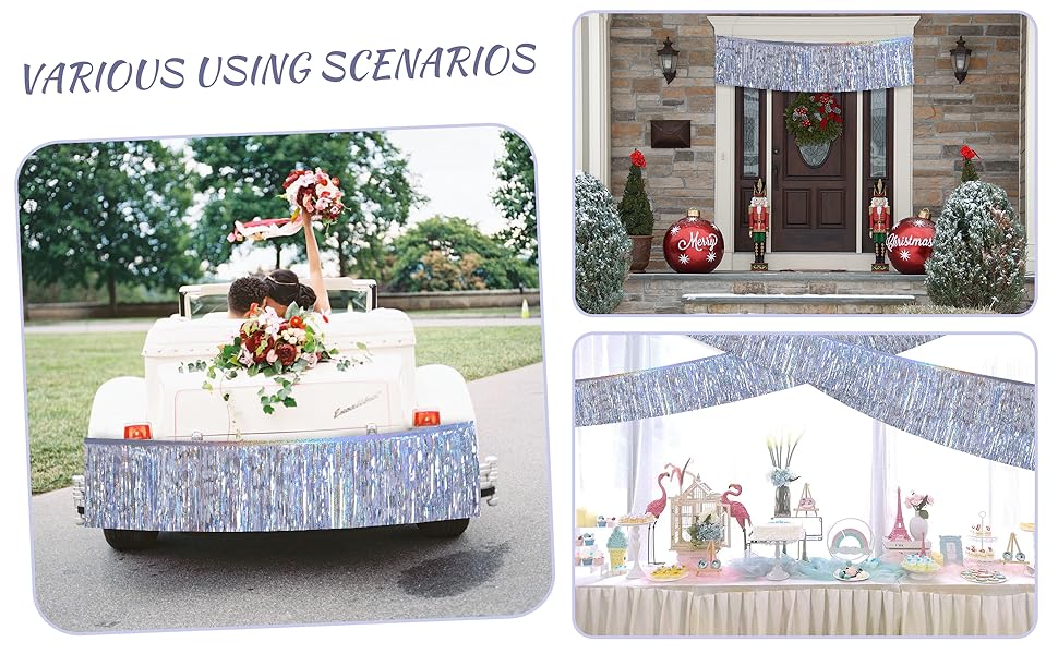 Disposable Table Skirts party banner garland decoration-laser silver