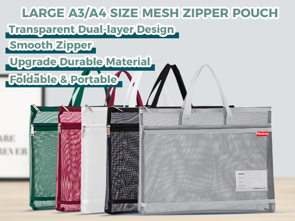 Large A3 A4 Size Mesh Zipper Pouch