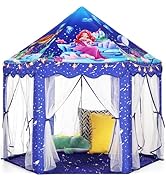 Monobeach Mermaid Princess Tent Girls Blue Large Playhouse Kids Castle Play Tent with Star Lights...