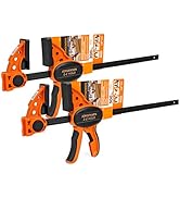 JORGENSEN 2-pack Ratchet Bar Clamps Set, Medium Duty, 12-inch One Hand Clamp, E-Z Hold Expandable...