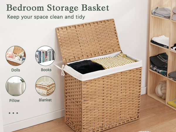 Laundry Hamper with Lid Laundry Basket 132 L
