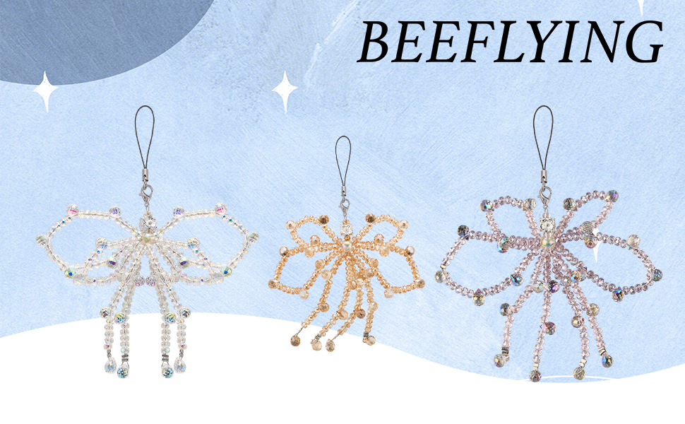 Glass Beads Bowknot Phone Charm Y2K Cellphone Charm Strap for Women Bags Keychain Camera