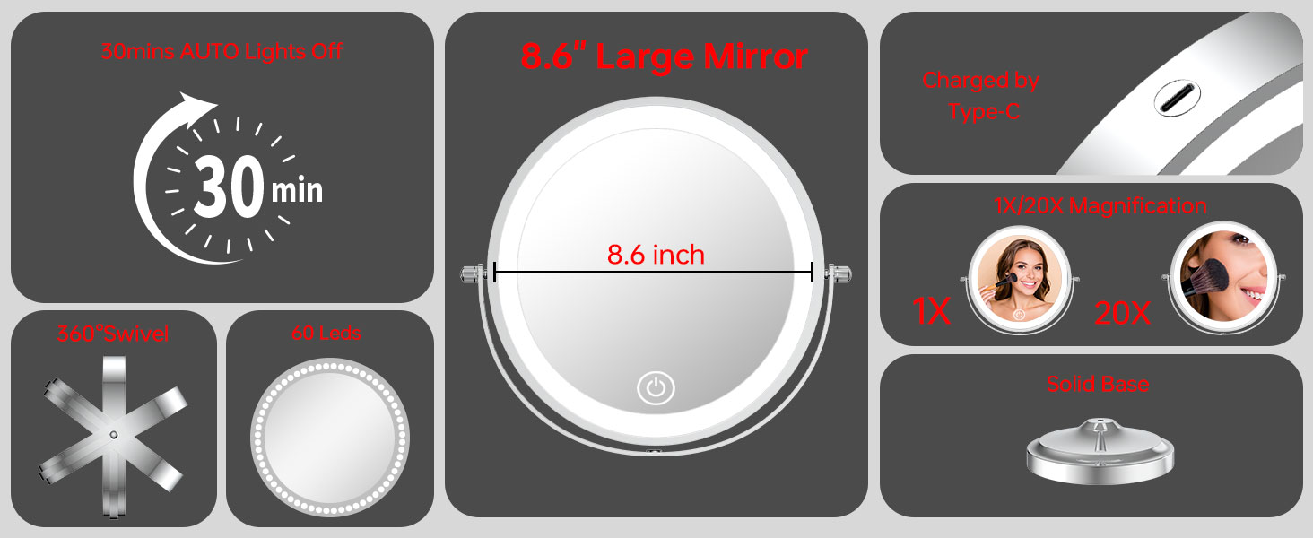 Height Adjustable Makeup Mirror