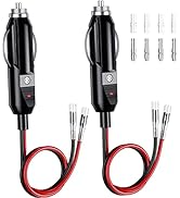 2 Pack 12V Fused Replacement Cigarette Lighter Male Plug Adapter with Leads &amp; LED Light, 16AWG Ex...