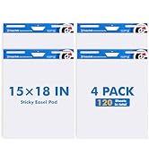 maxtek Chart Paper 15"x18", Large Sticky Easel Pad with 4 Packs, 120 Sheets, Upgraded Big Anchor ...