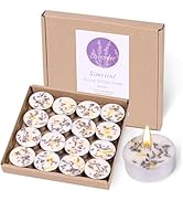 Lavender Scented Tealight Candles 16 Pack - 4-Hour Palm Wax White Tea Lights, Plant Dried Flower ...