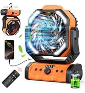 Portable Camping Fan Rechargeable 20000mAh Battery Operated Oscillating Fan USB C Battery Powered...