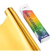 HTVRONT Gold Metallic HTV Vinyl - 12” x 5ft Gold Metallic Foil Iron On Vinyl for All Cutting Mach...