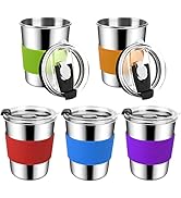 8oz Kids Cups Spill Proof, ShineMe 5pack Stainless Steel Sippy Cups with Lids and Silicone Sleeve...
