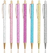 PASISIBICK 7 Pack of Cute Sequin Click Pens for Journaling, Pretty Fancy Pens Glitter Ballpoint P...