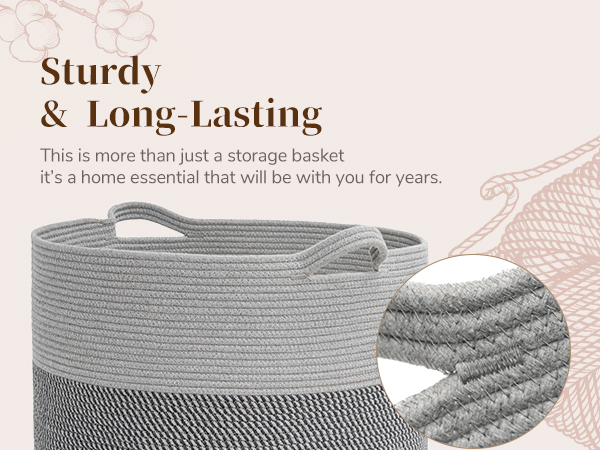 INDRESSME XXXLarge Cotton Rope Basket