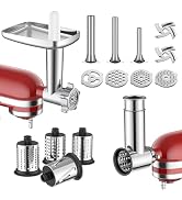 Meat Grinder &amp; Stainless Steel Slicer Shredder Attachment for Kitchenaid Stand Mixer - Sausage St...