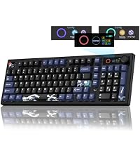 L98 Wireless Gaming Keyboard, 98 Keys Mechanical Keyboard with Smart Display and Knob, Bluetooth/2.4...