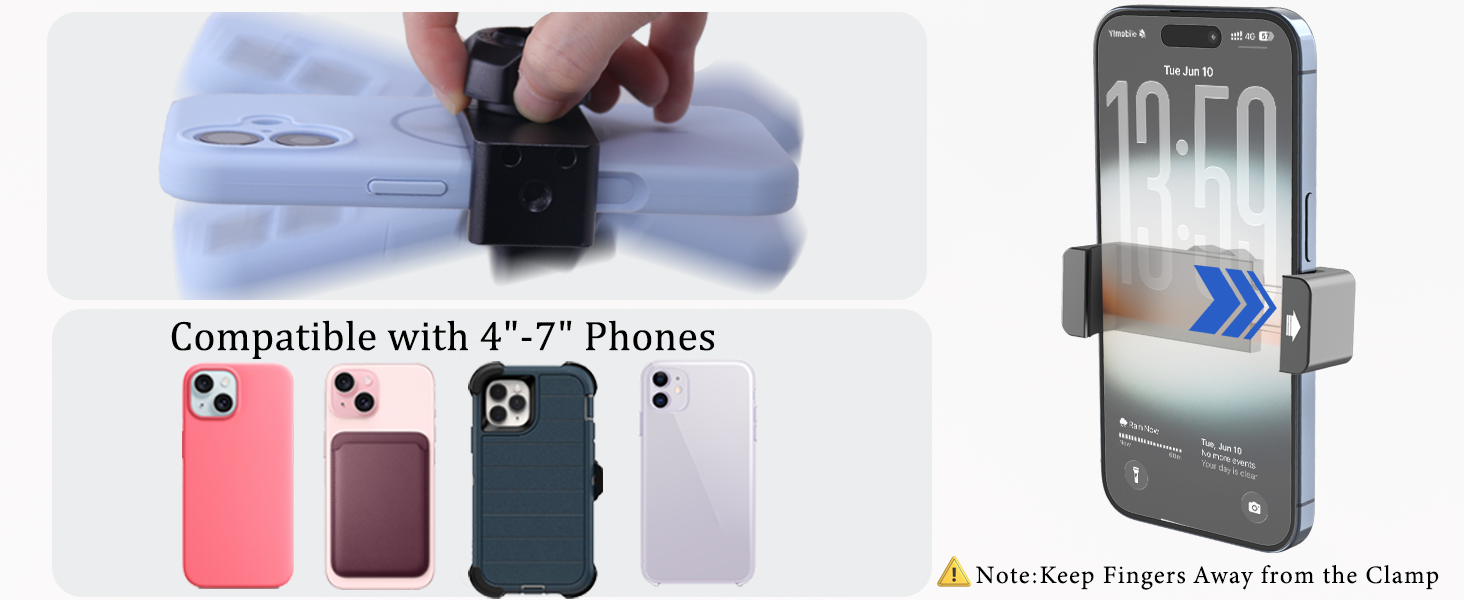 Bolt-on drill base cell phone holder for truck dashboards, forklifts and equipment.