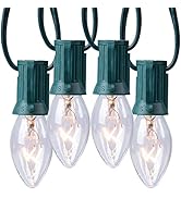 C9 Clear Christmas String Lights, Outdoor Christmas Lights String, Hanging Christmas Roofline Lig...