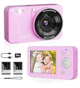Digital Camera, 4K 64MP, 18X Zoom, Point and Shoot Digital Camera with 64GB SD Card &amp; 2 Batteries...