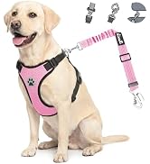 Lukovee Dog Car Harness Seat Belt, Adjustable Mesh Breathable Vest with Elastic Bungee Tether, So...