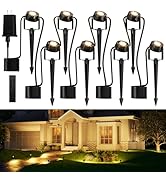 JACKYLED 8-Light LED Low Voltage Landscape Lighting, 9W Outdoor Spot Lights with Adapter, 3000K W...