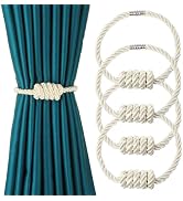 HedongHexi Magnetic Curtain Tiebacks, Hand Weave Rope Knot Decorative Curtain Holdbacks for Home ...