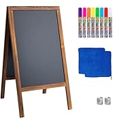 TIANSE Magnetic Wooden A-Frame Chalkboard Sign, Large 40" x 21" Floor Standing Double-Sided Sidew...