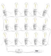 Basysion Christmas Village Lights 17.7 FT with C7 White Accessory Cord with 15 LED Light Bulbs an...