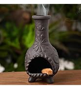 MOUGIGI Elegant Handmade Black Palo Santo Holder–Incense Cone &amp; Stick Burner with Smudge Chimney ...