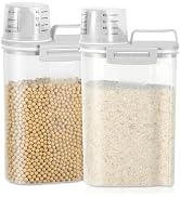 TBMax Rice Storage Container 2 Pack, Plastic Kitchen Pantry Food Storage Container with Cup, Smal...