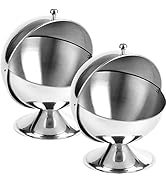 Peohud 2 Pack Stainless Steel Sugar Bowl with Roll Top, Sugar Cube Holder, Candy Jar Cookies Mint...