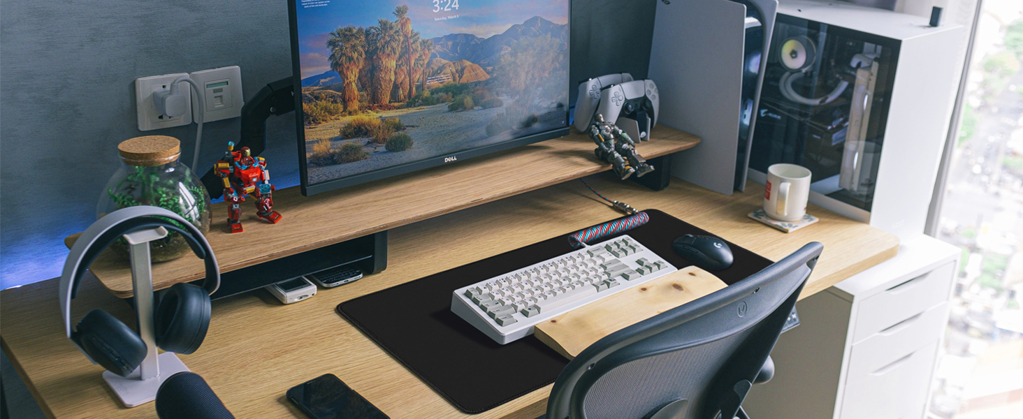 Large Extended Gaming Mouse Pad with Stitched Edges,