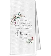 ChissNook Christian Christmas Kitchen Towels, Jesus Christmas Dish Towels Drying Cloth for Kitche...
