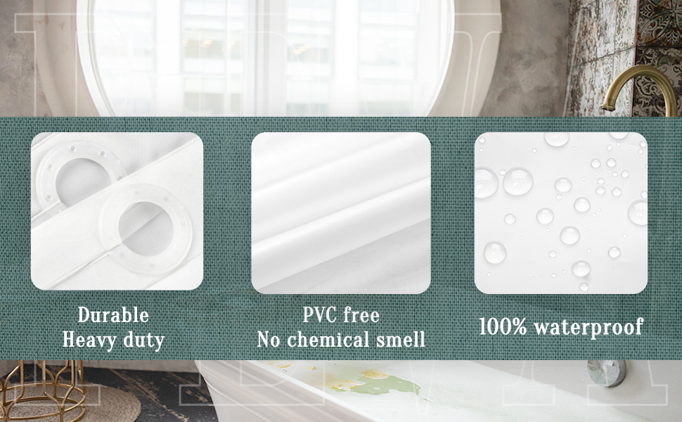 heavy duty and durable / PVC free and no unpleasant chemical smell / 100% waterproof