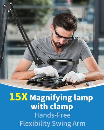 magnifying lamp with clamp