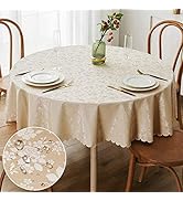 smiry Round Table Cloth, Waterproof Heavy Duty Vinyl Tablecloths, Wipeable Washable Table Cover f...